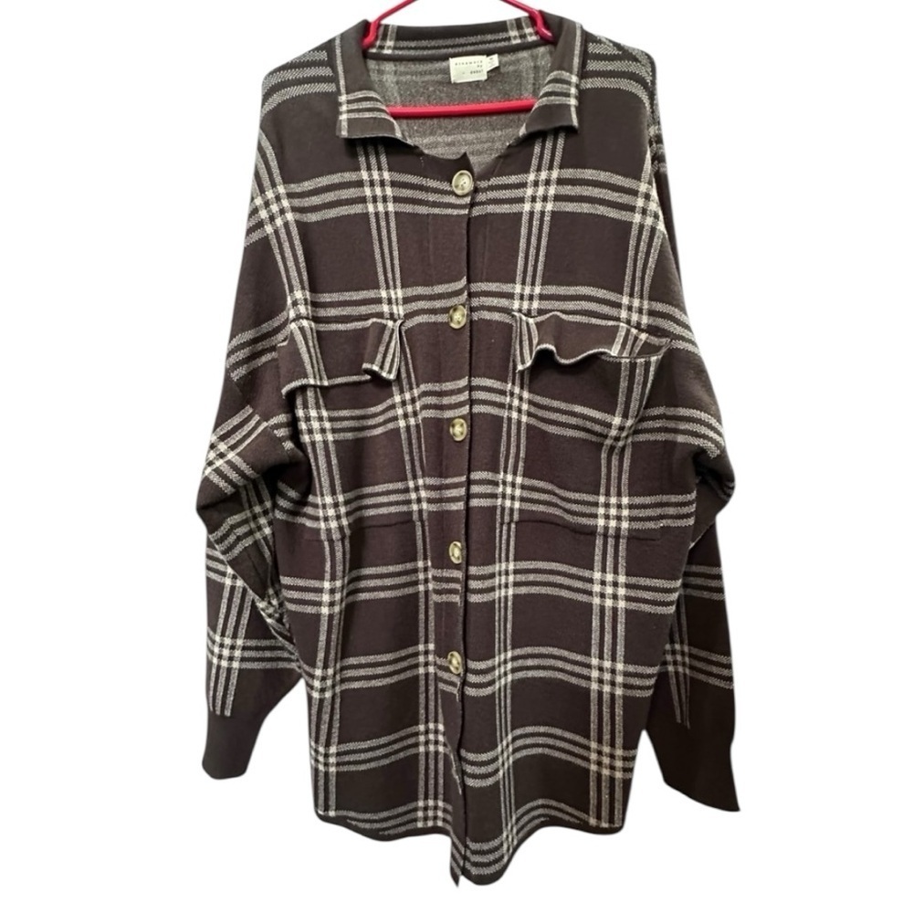 Dreamers by Debut Brown Plaid Cardigan Shacket Size Medium